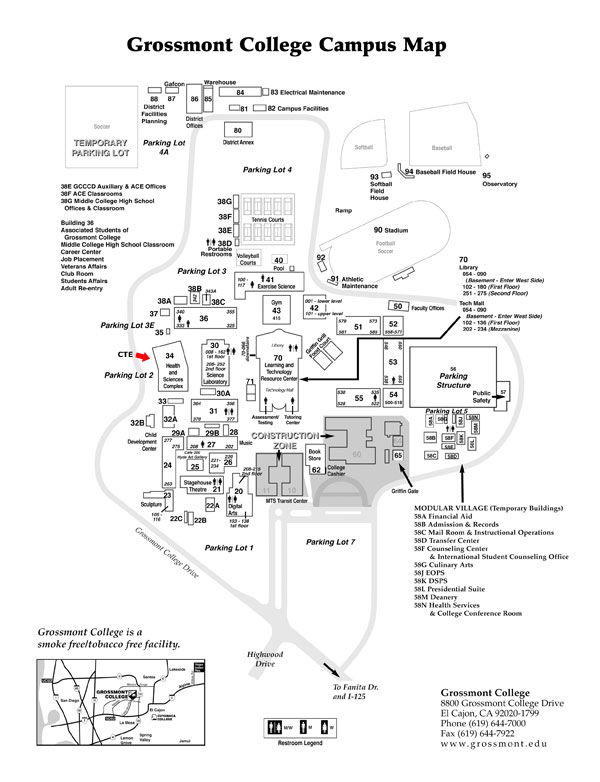 Grossmont College Campus Map