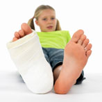 girl with cast on foot