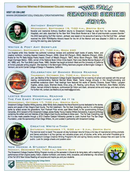 2012 Fall Readings Series poster