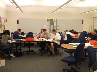 Students working hard in the Math Study Center