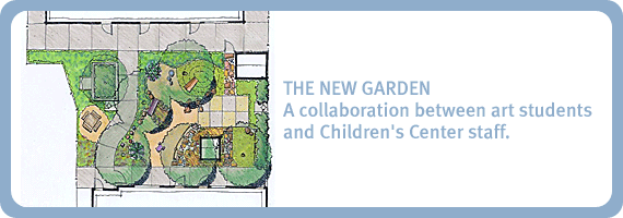 photo of the new garden, a collaboration between art students and Children's Center staff