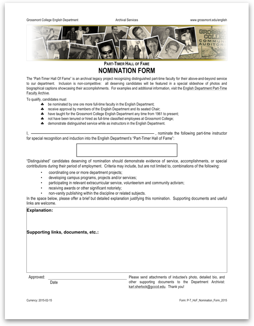 download thumbnail Distinguish Part-Time Faculty Nomination Form 