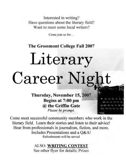 Fall 2007 Literary Careers Night