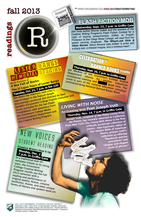 2013 Fall Readings Series poster