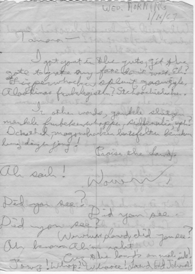 Letter: January 16, 1963