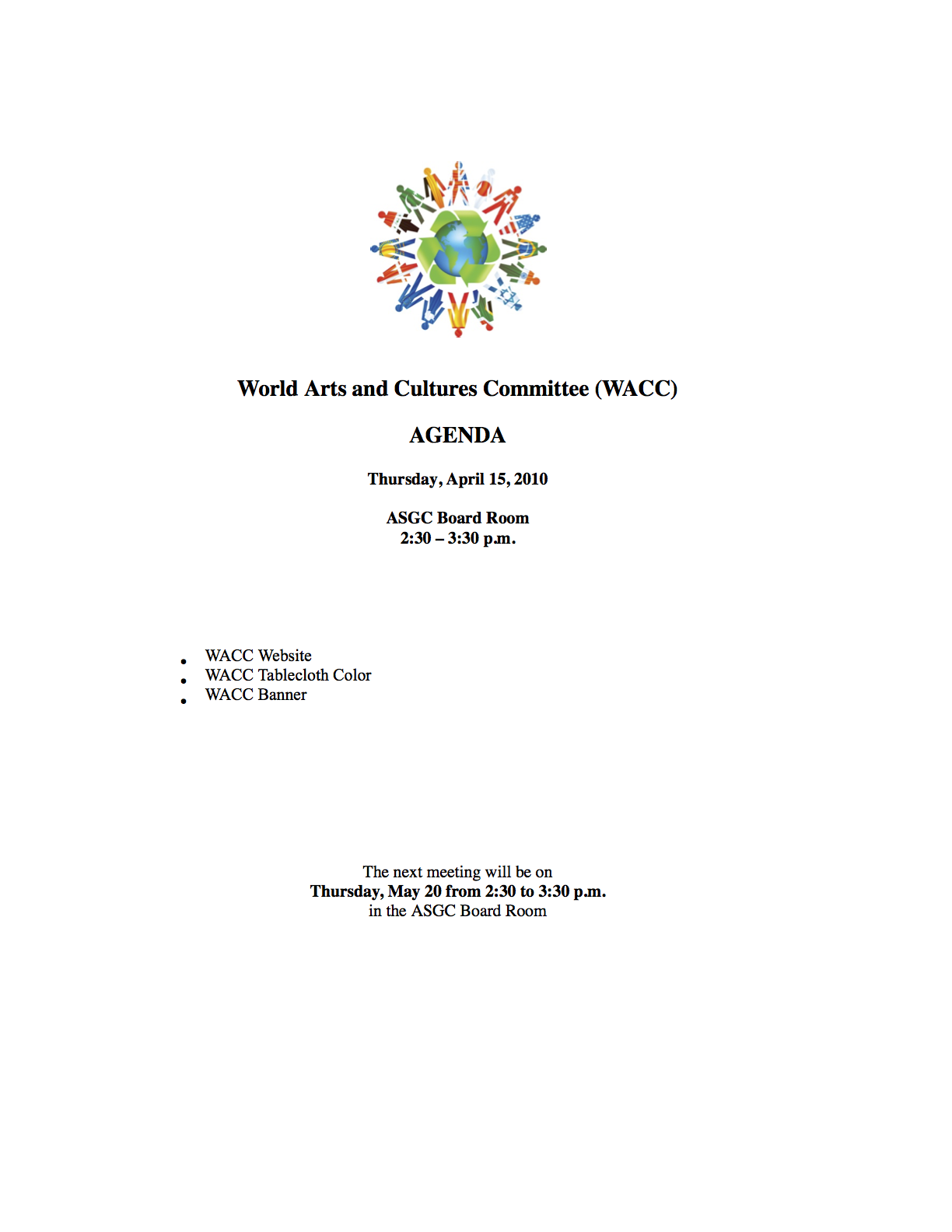 2009-2010 WACC Agendas