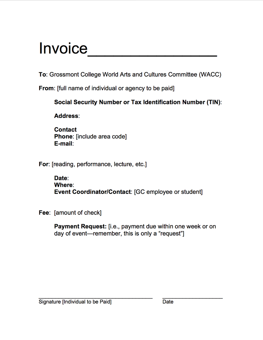 WACC Sample Invoice