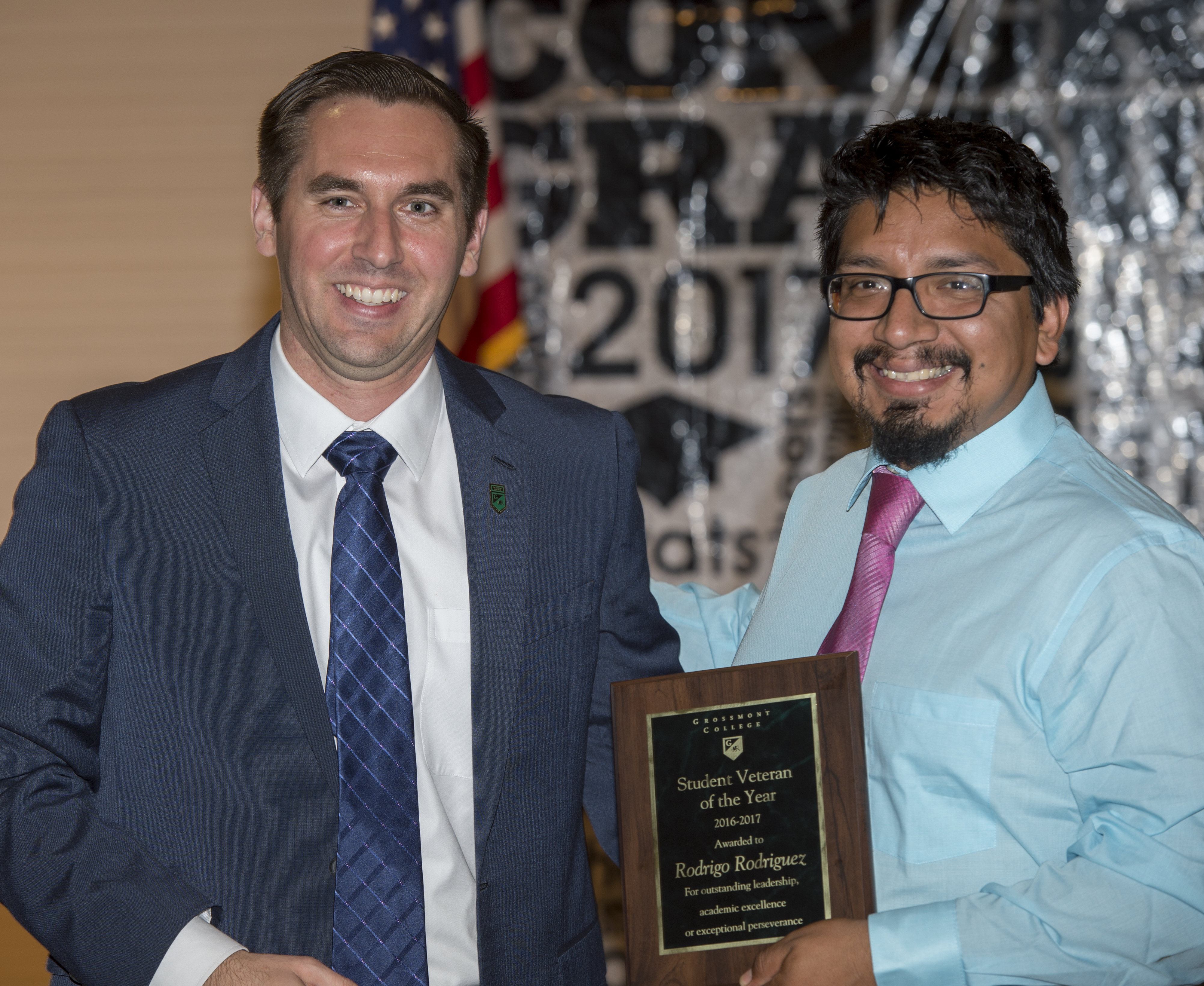 Robert Davis and 2017 Student Veteran Of the Year, Rodrigo Rodriguez