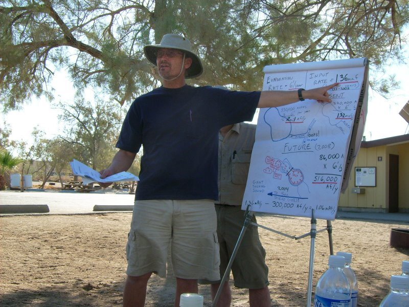 Gary Jacobson lecturing during GEOL 150 field trip to Salton Sea
